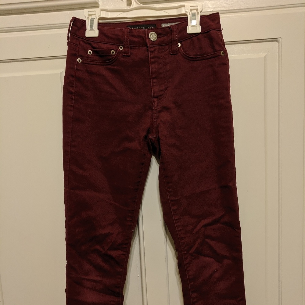 Areopostle High Waist Burgundy Jeggings